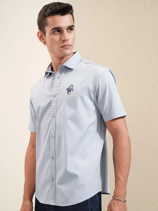 Highlander Men Blue Printed Relaxed Fit Casual Shirt