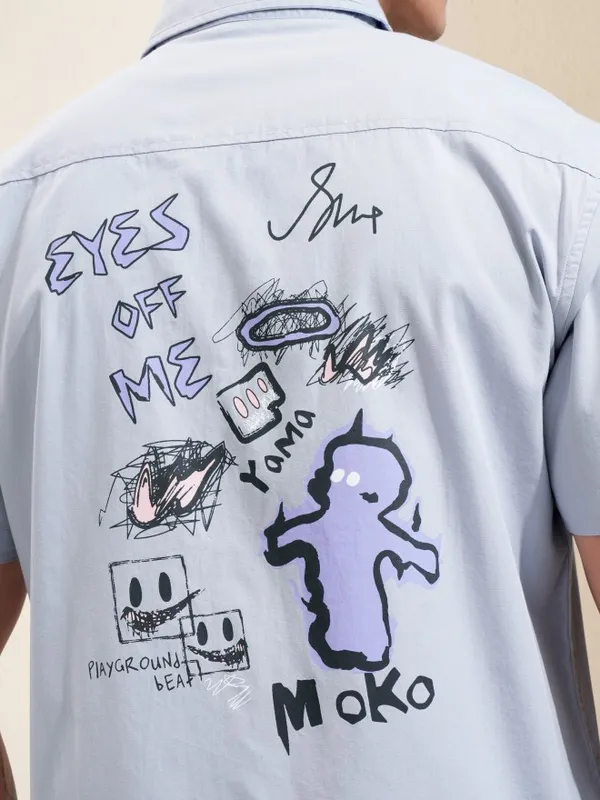 Highlander Men Blue Printed Relaxed Fit Casual Shirt