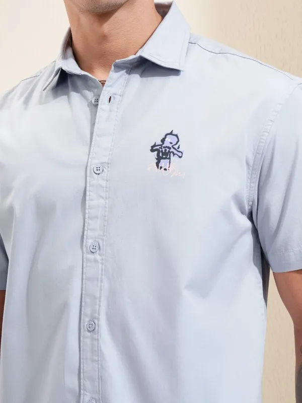 Highlander Men Blue Printed Relaxed Fit Casual Shirt