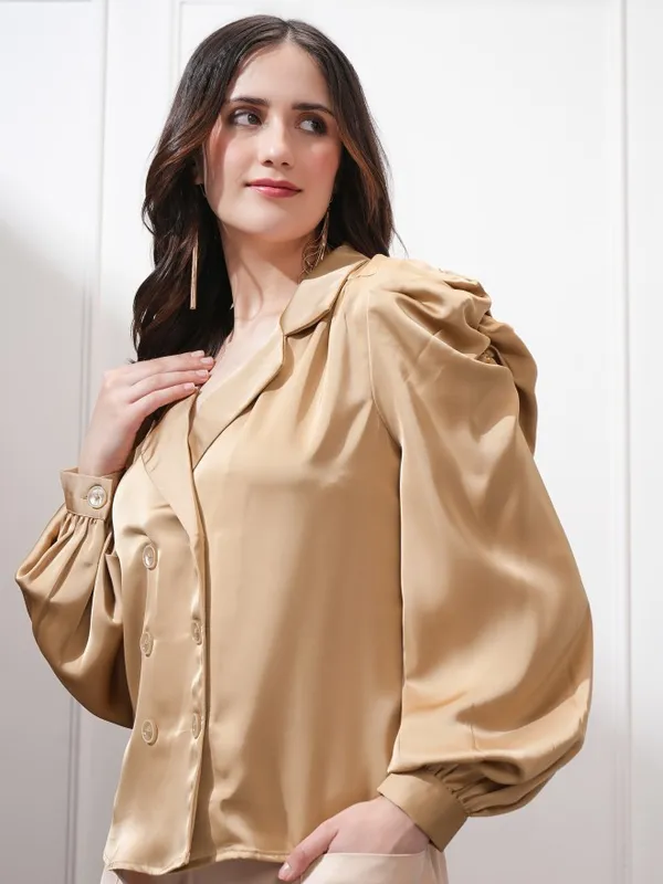 Tokyo Talkies Women Brown Double-Breasted Blazer