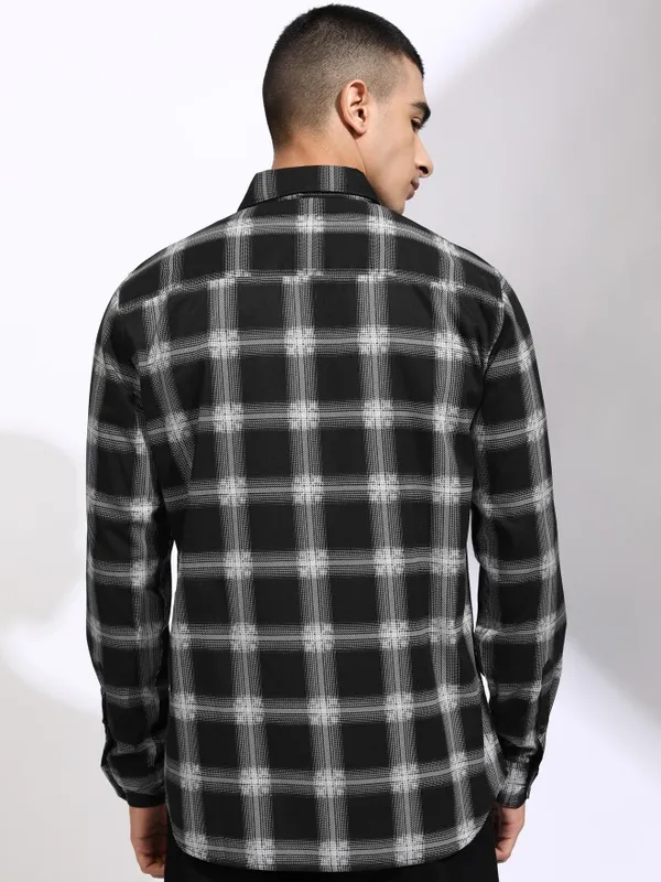Highlander Men Black Checked Regular Fit Casual Shirt