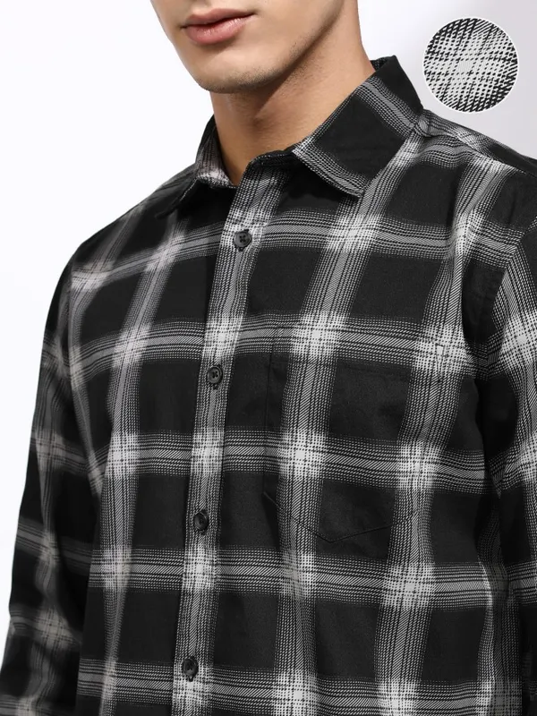Highlander Men Black Checked Regular Fit Casual Shirt