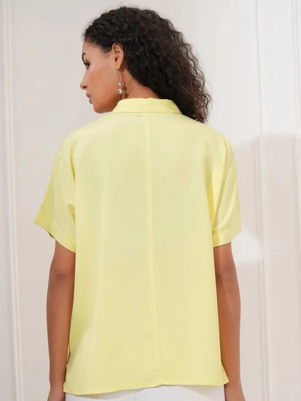 Tokyo Talkies Women Yellow Solid Regular Fit Casual Shirt