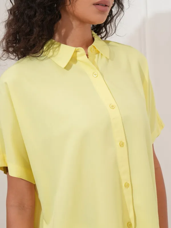Tokyo Talkies Women Yellow Solid Regular Fit Casual Shirt