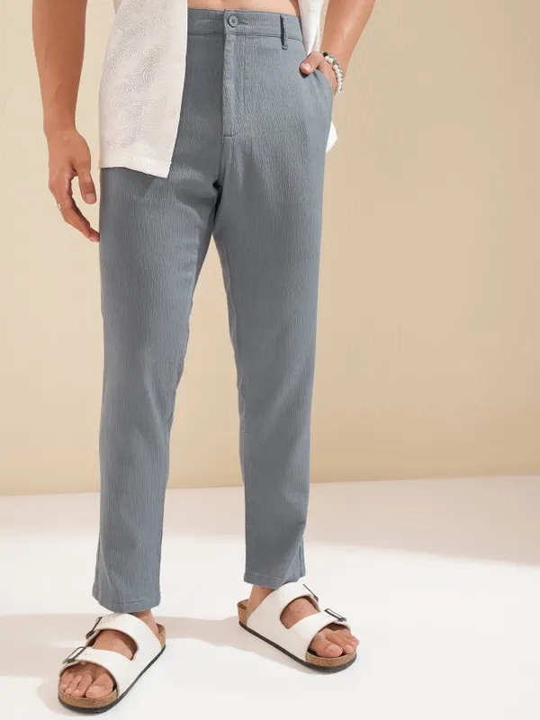 Highlander Men Grey Straight Fit Trousers