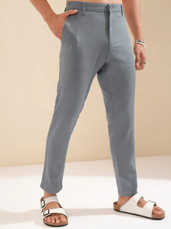 Highlander Men Grey Straight Fit Trousers