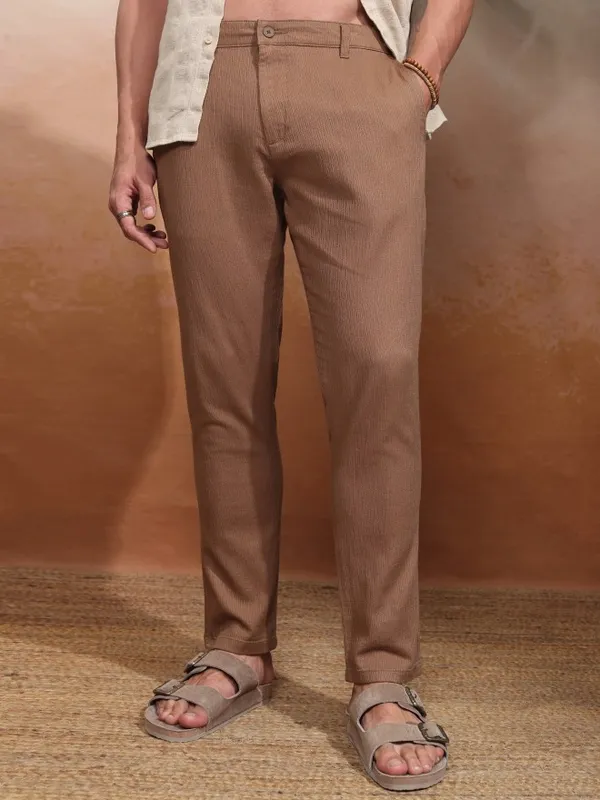 Highlander Men Brown Slim Fit Solid Chinos