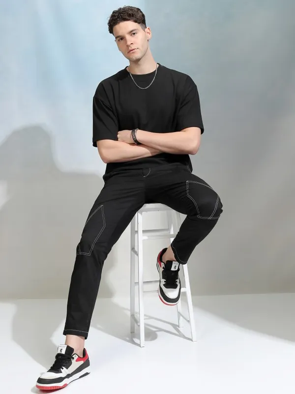Highlander Men Black Slim Fit Solid Chinos