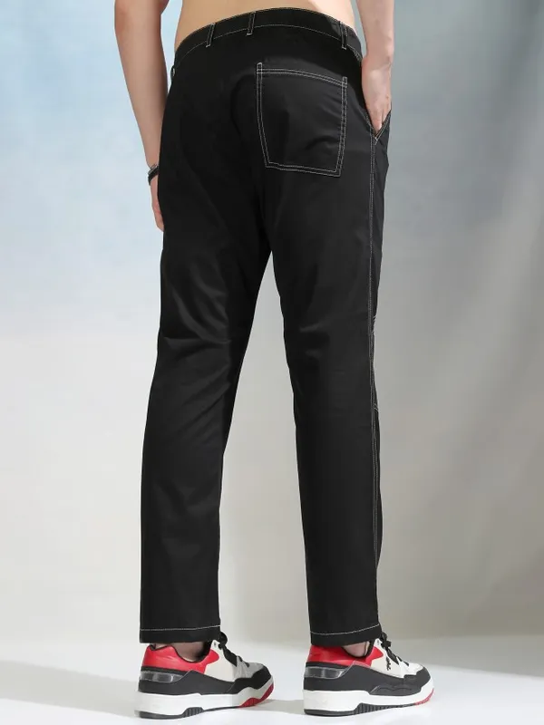Highlander Men Black Slim Fit Solid Chinos