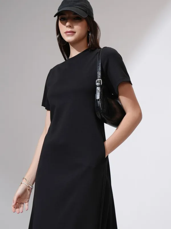 Solid A-Line Dress