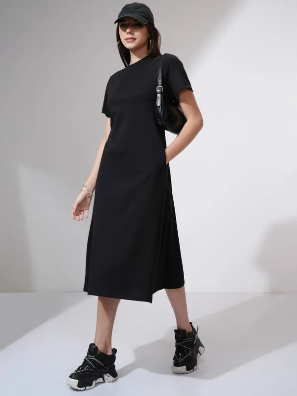 Solid A-Line Dress