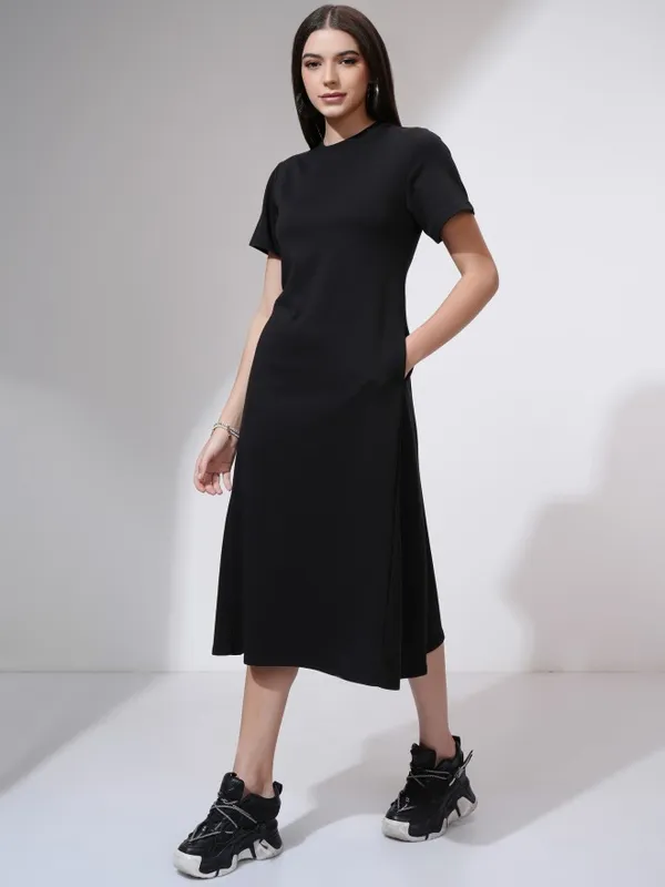 Solid A-Line Dress