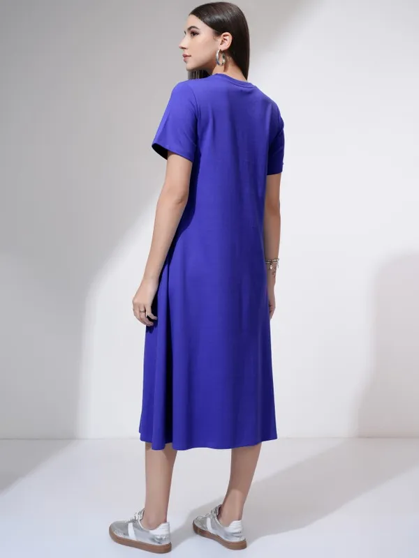 Tokyo Talkies Women Blue Solid A-Line Dress