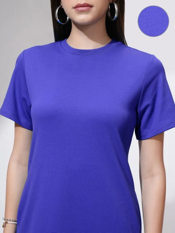 Tokyo Talkies Women Blue Solid A-Line Dress