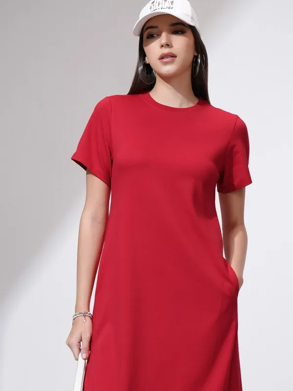Solid A-Line Dress