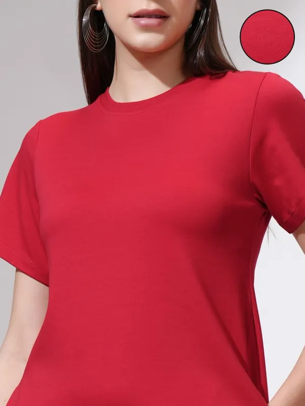 Tokyo Talkies Women Red Solid A-Line Dress