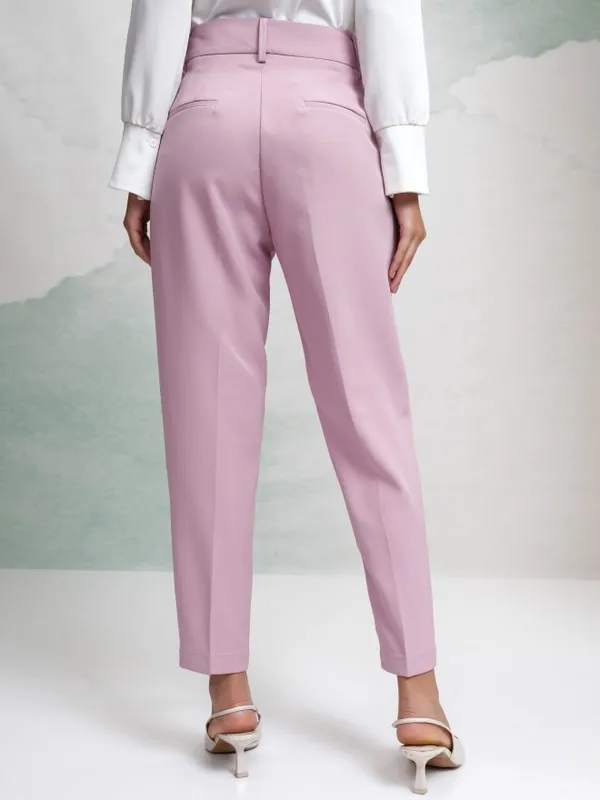 Tokyo Talkies Women Pink Solid Regular Fit Casual Trouser