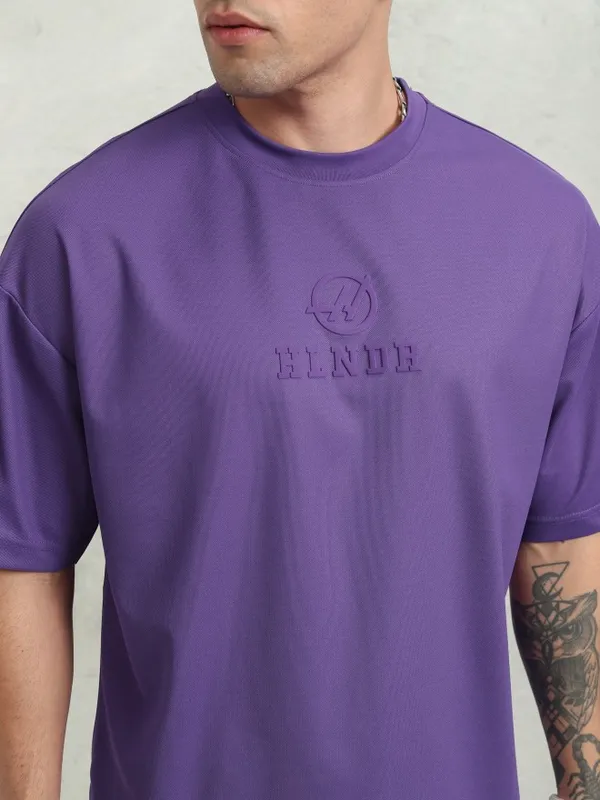 Highlander Men Purple Printed Oversized Fit T-Shirt