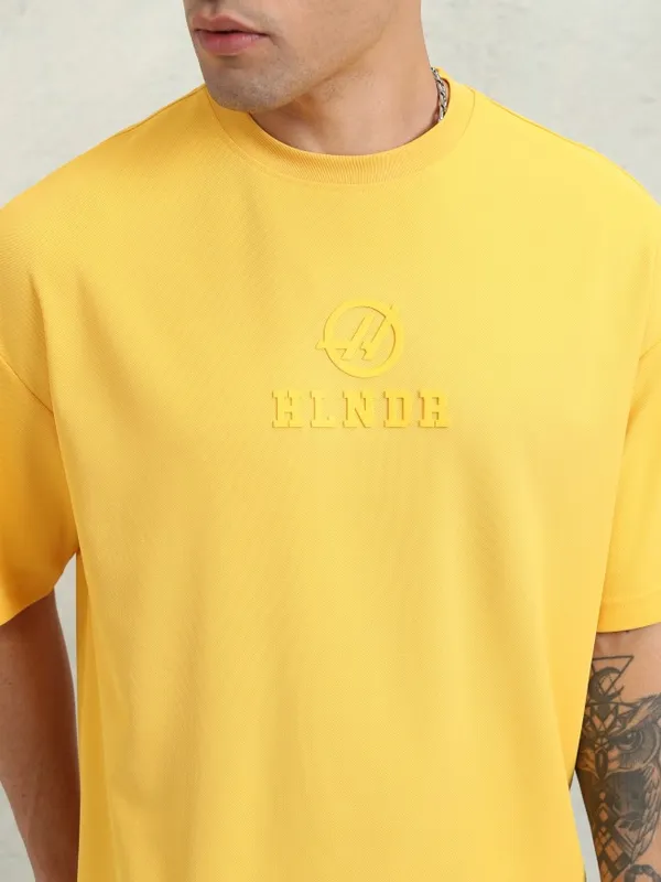Highlander Men Yellow Printed Oversized Fit T-Shirt