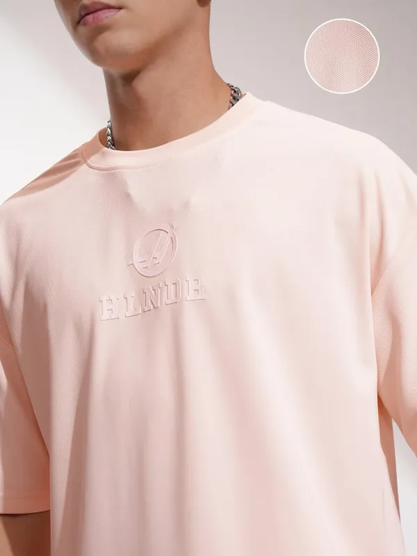 Highlander Men Peach Printed Oversized Fit T-Shirt