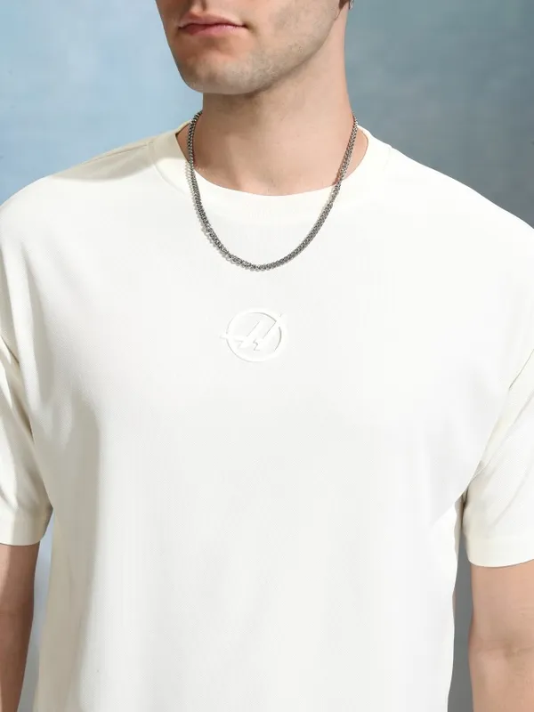 Highlander Men Off White Printed Round Neck Relaxed Fit T-Shirt