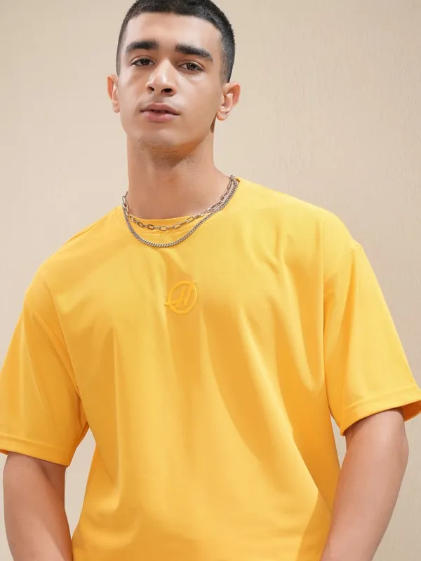Highlander Men Yellow Printed Round Neck Relaxed Fit T-Shirt