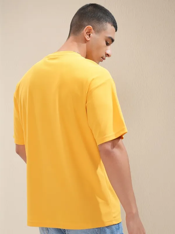 Highlander Men Yellow Printed Round Neck Relaxed Fit T-Shirt