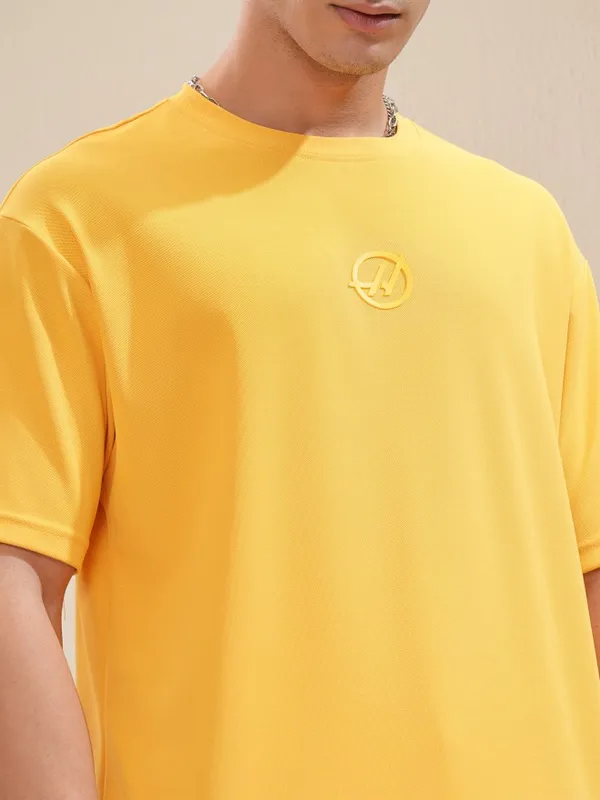 Highlander Men Yellow Printed Round Neck Relaxed Fit T-Shirt