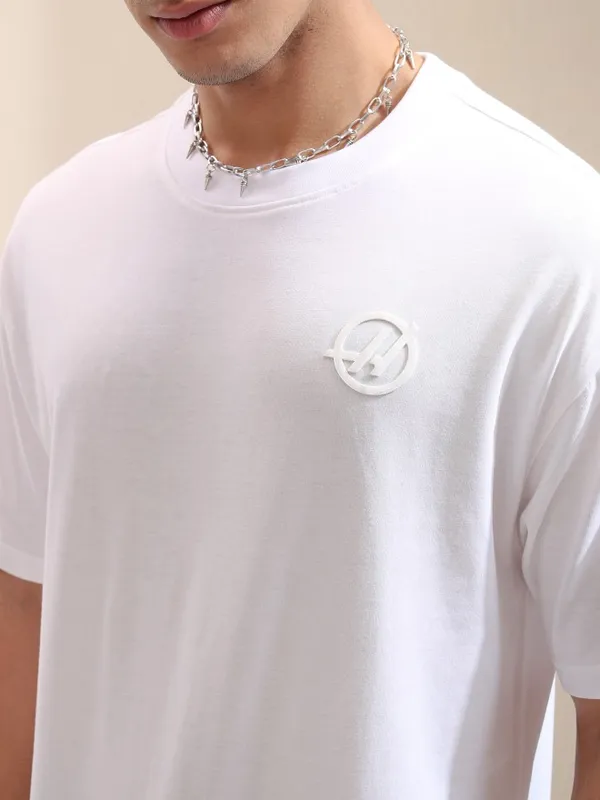 Highlander Men White Printed Round Neck Relaxed Fit T-Shirt