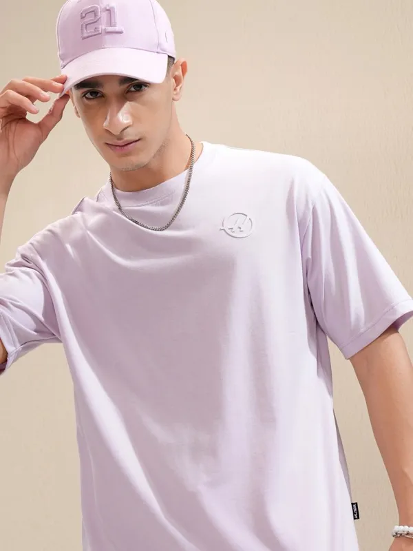 Highlander Men Mauve Printed Round Neck Relaxed Fit T-Shirt