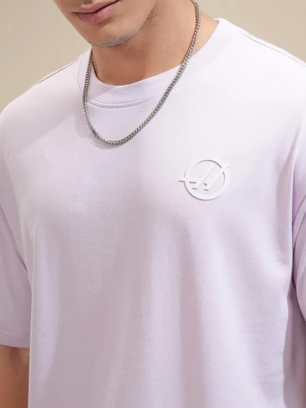Highlander Men Mauve Printed Round Neck Relaxed Fit T-Shirt