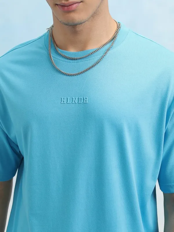 Highlander Men Turquoise Blue Drop Shoulder Oversized Tshirt