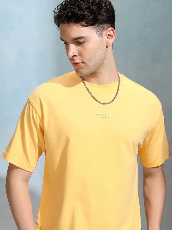 Highlander Men Yellow Printed Round Neck Relaxed Fit T-Shirt