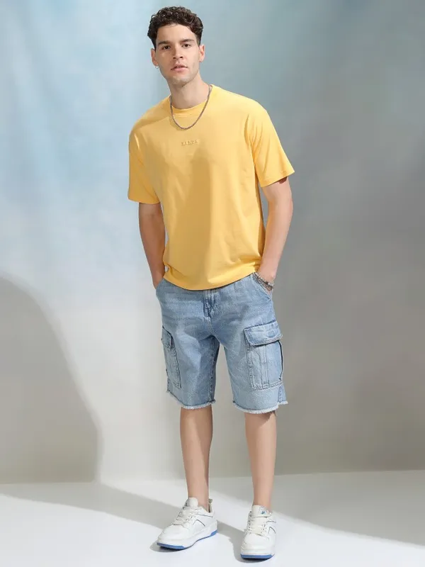 Highlander Men Yellow Printed Round Neck Relaxed Fit T-Shirt