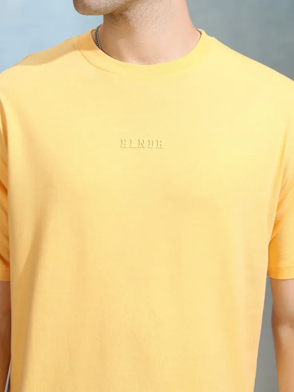 Highlander Men Yellow Printed Round Neck Relaxed Fit T-Shirt