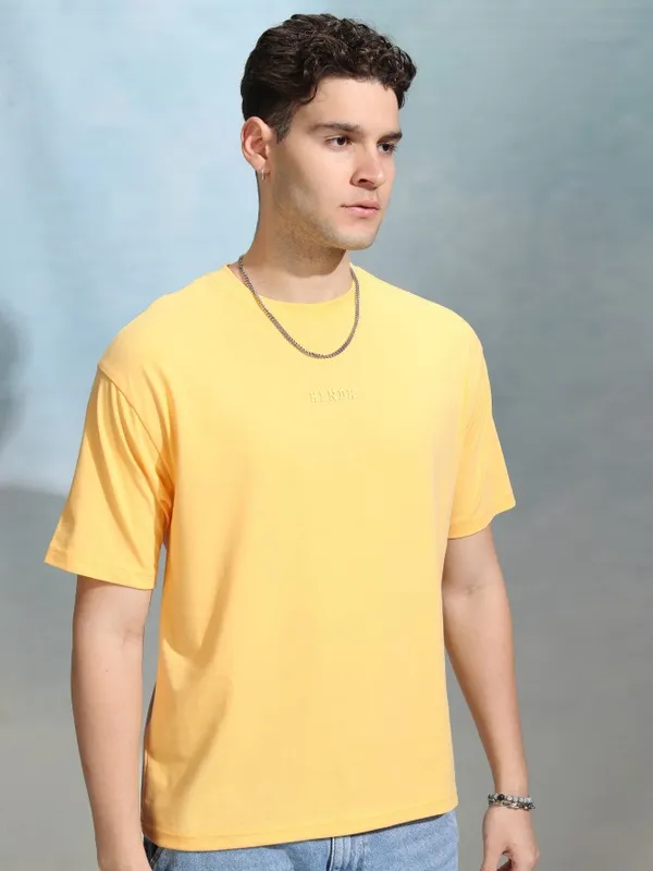 Highlander Men Yellow Printed Round Neck Relaxed Fit T-Shirt