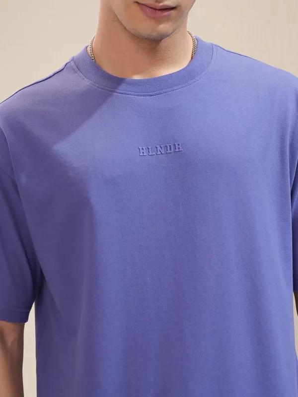 Highlander Men Purple Printed Round Neck Relaxed Fit T-Shirt