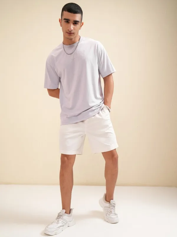 Highlander Men Mauve Printed Round Neck Relaxed Fit T-Shirt