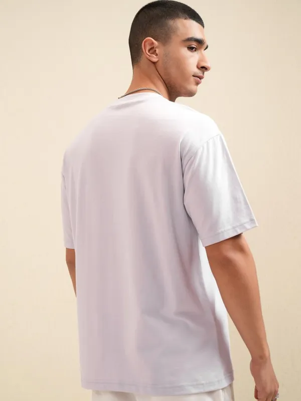 Highlander Men Mauve Printed Round Neck Relaxed Fit T-Shirt