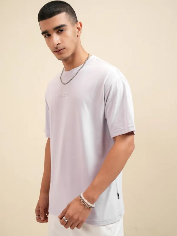 Highlander Men Mauve Printed Round Neck Relaxed Fit T-Shirt