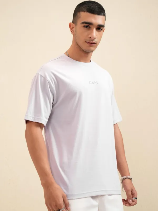 Highlander Men Mauve Printed Round Neck Relaxed Fit T-Shirt