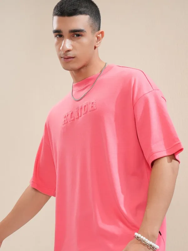 Highlander Men Rose Printed Round Neck Oversized Fit T-Shirt