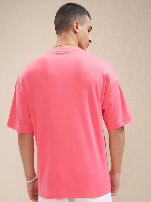 Highlander Men Rose Printed Round Neck Oversized Fit T-Shirt