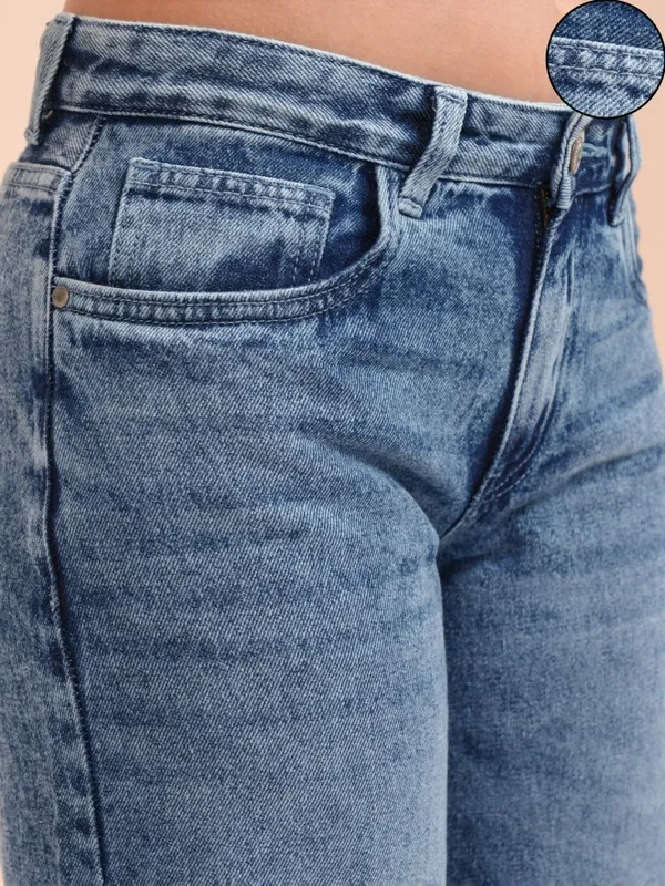 Tokyo Talkies Women Blue Straight Fit Highly Distressed Jeans