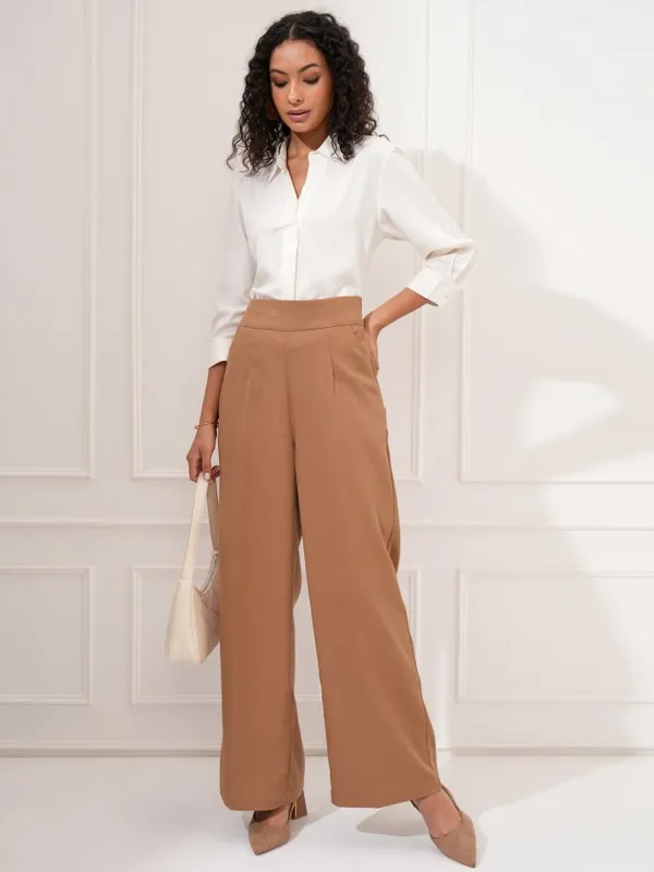 Tokyo Talkies Women Nude Regular Solid Formal Trouser