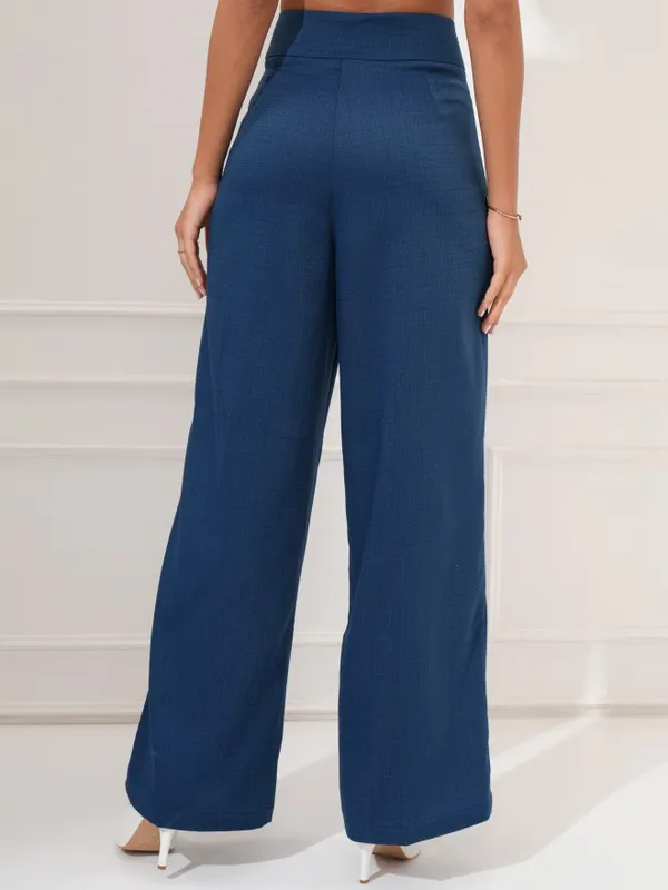 Tokyo Talkies Women Blue Regular Solid Formal Trouser