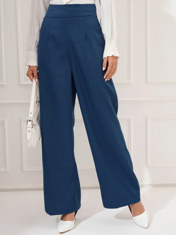 Tokyo Talkies Women Blue Regular Solid Formal Trouser