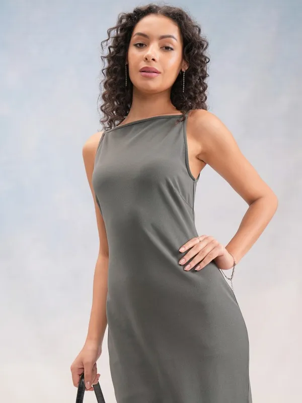 Tokyo Talkies Women Grey Solid Bodycon Dress