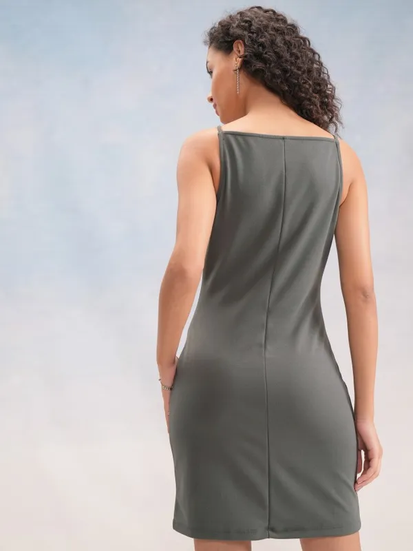 Tokyo Talkies Women Grey Solid Bodycon Dress