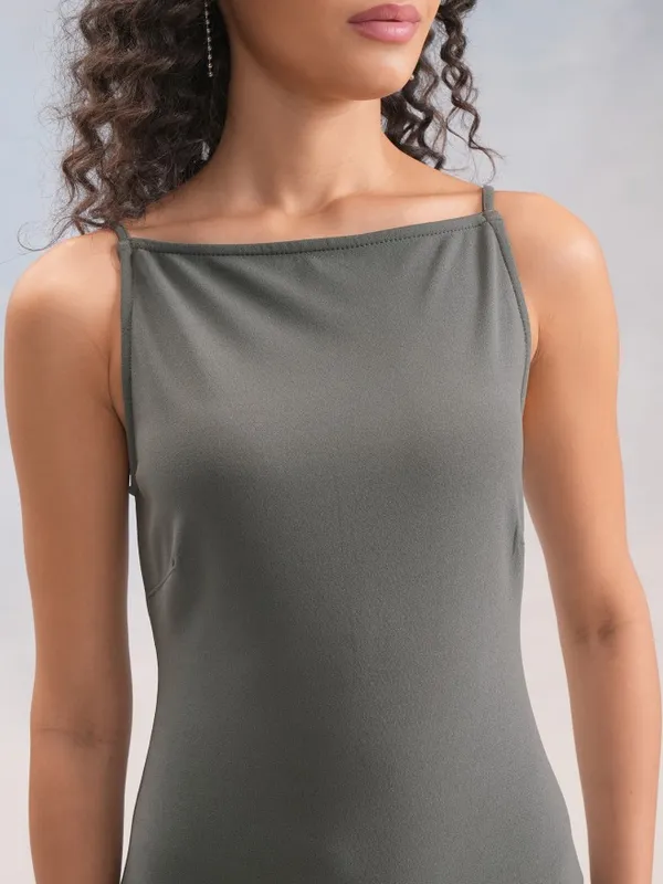 Tokyo Talkies Women Grey Solid Bodycon Dress